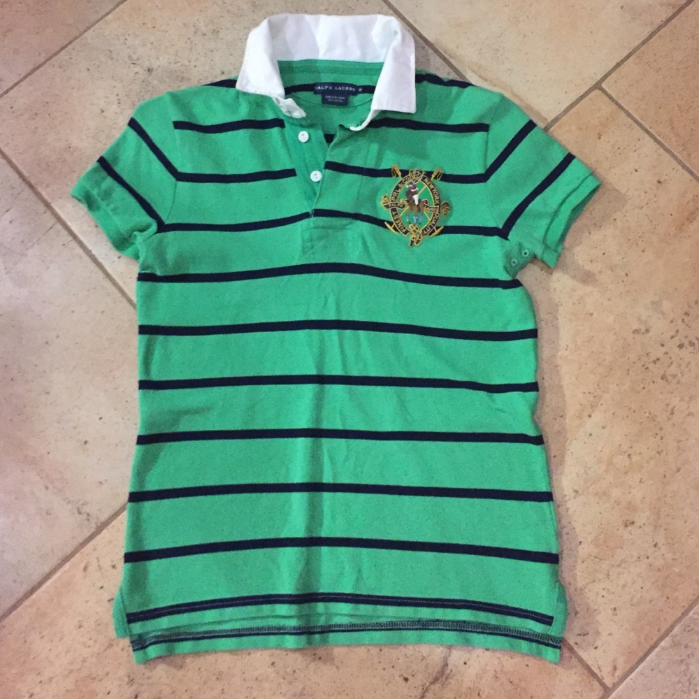 Ralph Lauren stripe polo wht collar